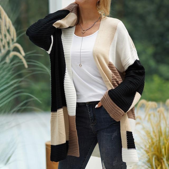 Women's loose knit cardigan jacket