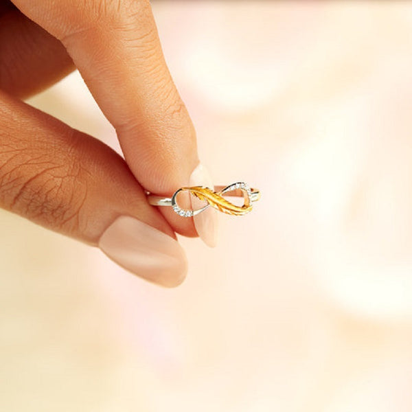 Two Tone Wrap Double Yellow Gold Feather Ring