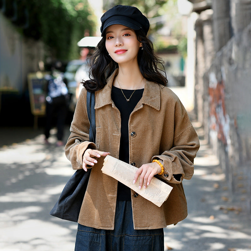 Women's Loose Retro Nostalgic Corduroy Coat