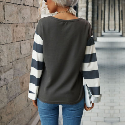 New European And American Autumn And Winter Stitching Waffle Knitted Pullover Sweater