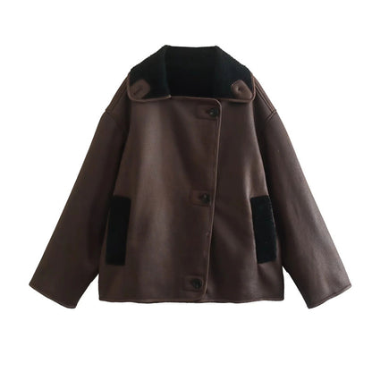 Faux Leather Double-sided Ladies Jacket