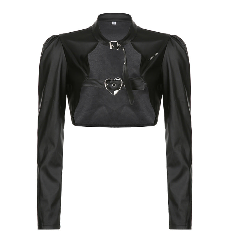 Street Biker Women's Short Leather Jacket