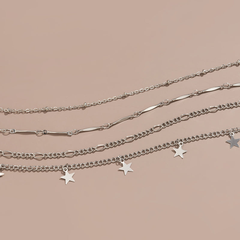 Simple Star Tassel Thin Chain Set Anklet