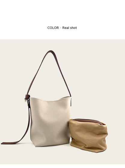 Fashion All-match Crossbody Special-interest Design Cowhide Bucket Bag