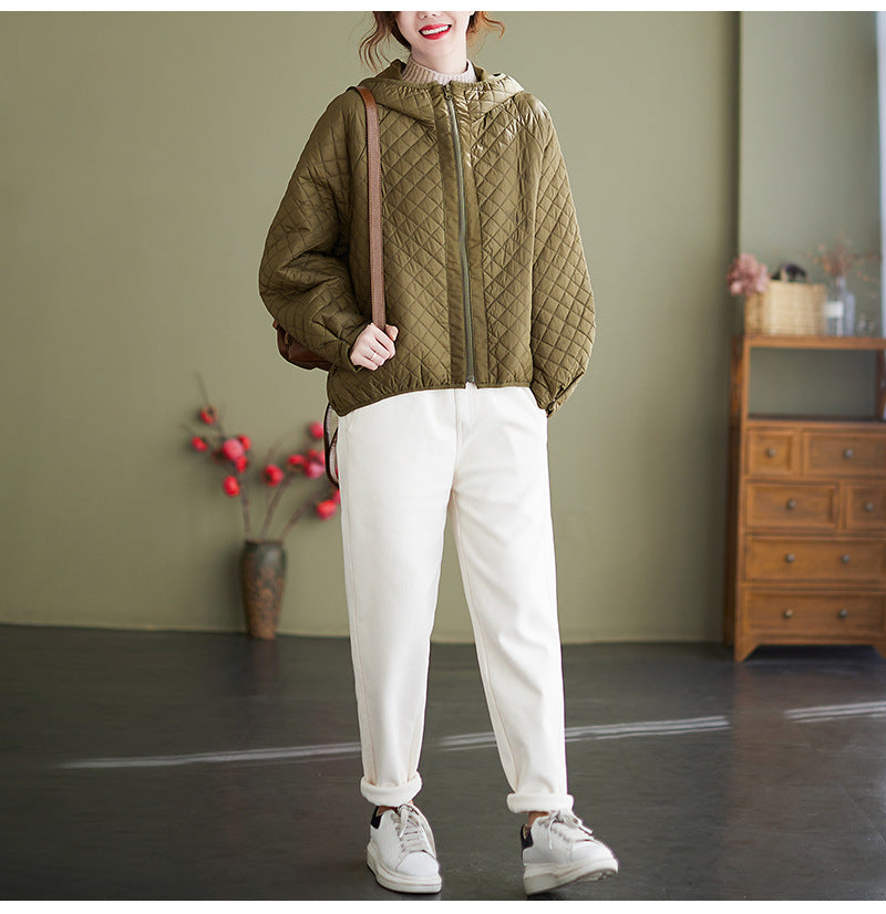 Long-sleeved Hooded Baseball Uniform Cotton Short Women's Coat