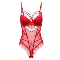 Bodysuit Women Push Up Red Strappy Cup