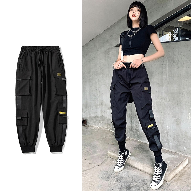 Streetwear Black Pants Women Korean Style Elastic Waist Sweatpants Baggy Pants Summer Autumn Hip Hop Harajuku Trousers Women
