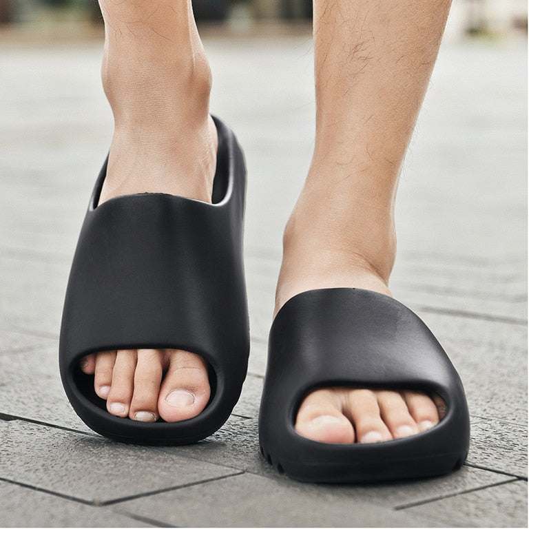 Men's Summer Yzy Slides Breathable Cool Beach Shoes Flip Flops Fish Mouth Bone White Men Slippers Lightweight Plus Size 34-46