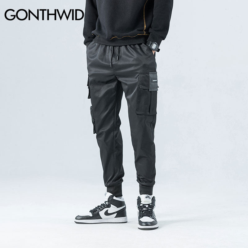 GONTHWID Side Zipper Pockets Cargo Harem Joggers Pants Men 2023 Hip Hop Casual Harajuku Streetwear Sweatpant Trousers Male Pants
