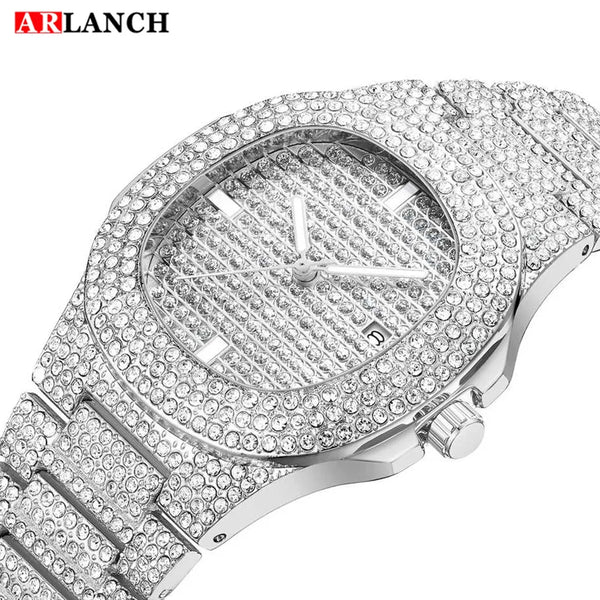 2021 Fashion Iced Out Watch Men Diamond Steel Hip Hop Mens Watches Top Brand Luxury Gold Clock reloj hombre relogio masculino