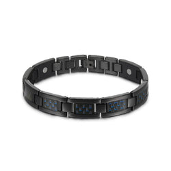 Vinterly Black Magnetic Bracelet Men Stainless Steel Energy Germanium Men Bracelet Hand Chain Carbon Fiber Hologram Bracelet Men