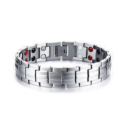 Vinterly Black Bracelet Men Hand Chain Link Energy Health Germanium Magnetic Bracelets Men Stainless Steel Jewelry Women Men