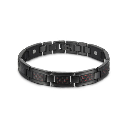 Vinterly Black Magnetic Bracelet Men Stainless Steel Energy Germanium Men Bracelet Hand Chain Carbon Fiber Hologram Bracelet Men