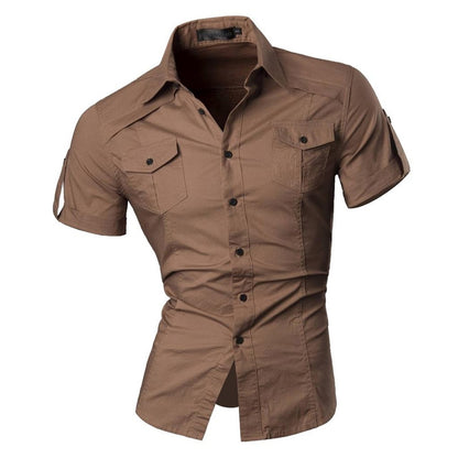 jeansian Men's Summer Short Sleeve Casual Dress Shirts Fashion Stylish 8360