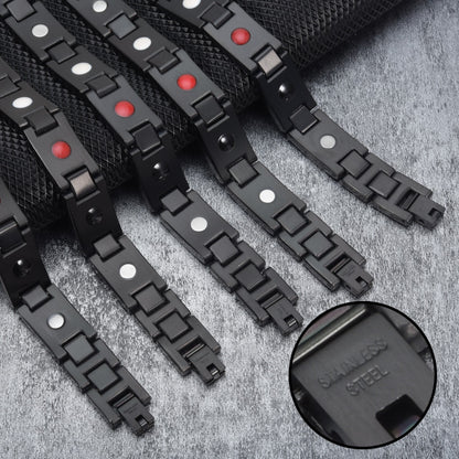 Vinterly Black Magnetic Bracelet Men Stainless Steel Energy Germanium Men Bracelet Hand Chain Carbon Fiber Hologram Bracelet Men