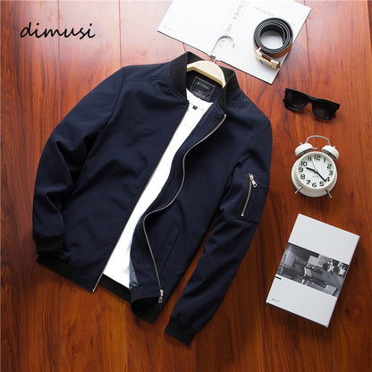 DIMUSI Spring Men's Bomber Jacket, Casual Streetwear Hip Hop Slim Fit.
