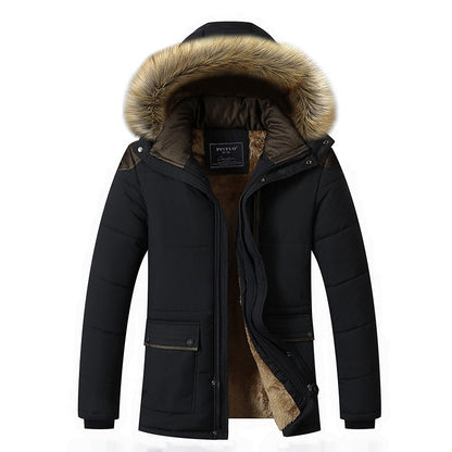 M-5XL Fur Collar Hooded Men Winter Jacket 2023 New Fashion Warm Wool Liner Man Jacket and Coat Windproof Male Parkas casaco