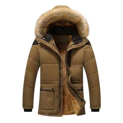 M-5XL Fur Collar Hooded Men Winter Jacket 2023 New Fashion Warm Wool Liner Man Jacket and Coat Windproof Male Parkas casaco