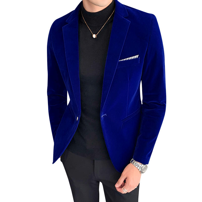 Men's Gold Velvet Blazer High Quality Slim Fit Suit Jacket.