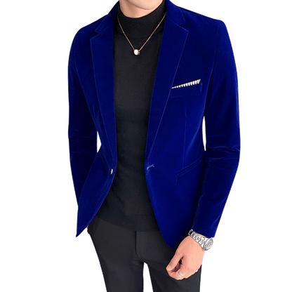 Men's Gold Velvet Blazer High Quality Slim Fit Suit Jacket.