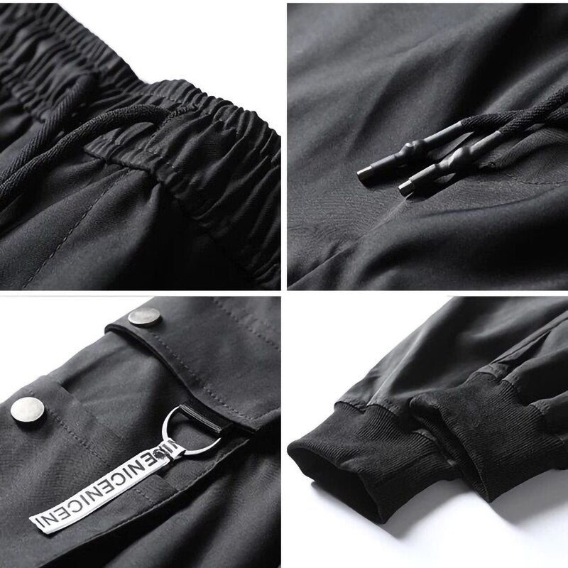 Men's Cargo Pants Color Black Loose Casual Joggers.