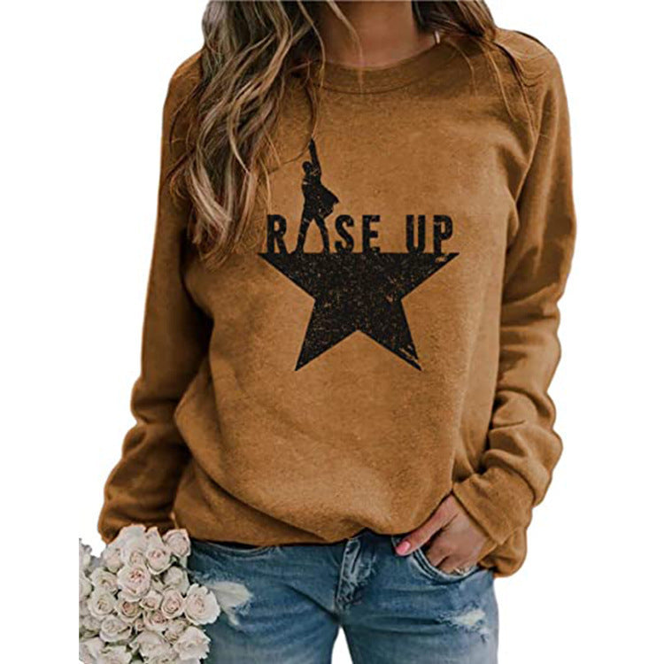 Women's Fashion Casual Printing Loose Pullover Long Sleeve Sweater