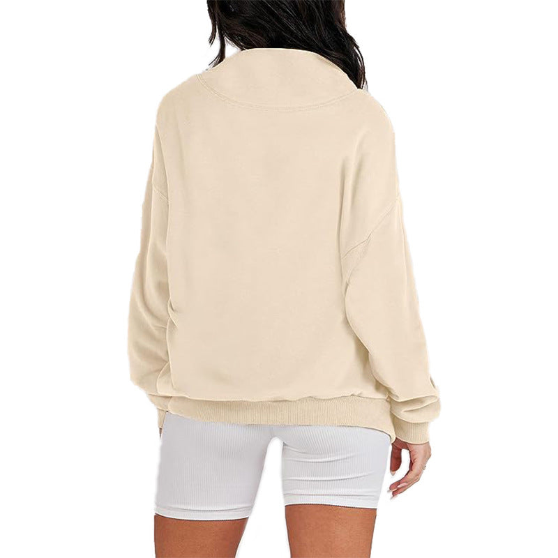 Solid Color Long Sleeve Pullover Top Ladies