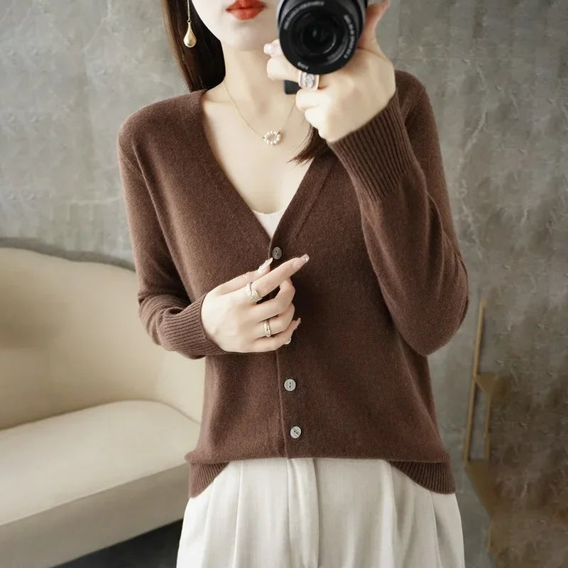 Women Cardigans 2025 Autumn Winter Single Breasted Knitwears Long Sleeve Warm Knit Cardigan Korean Fashion Spring casual Sweater