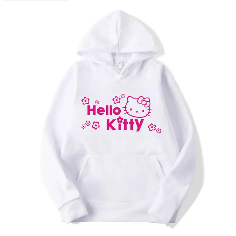 2024 New Sanrio Hello Kitty Jacket 2000s Zip Hoodie White Sweatshirt Young Women Fall Winter Kawaii Lolita Jacket Student Tops