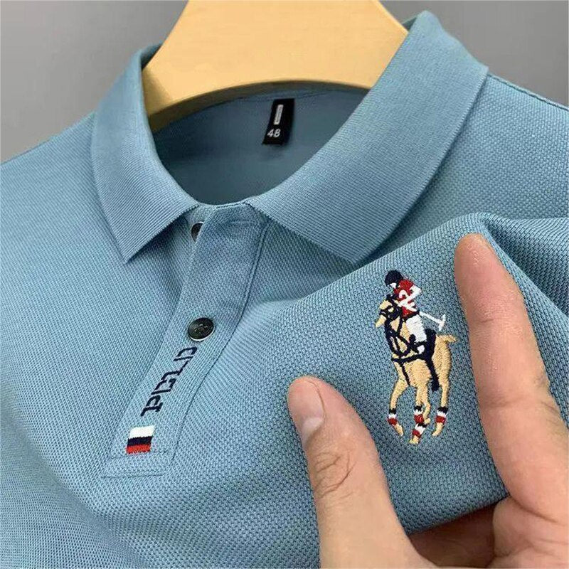 High quality men's pure cotton, embroidered POLO shirt.