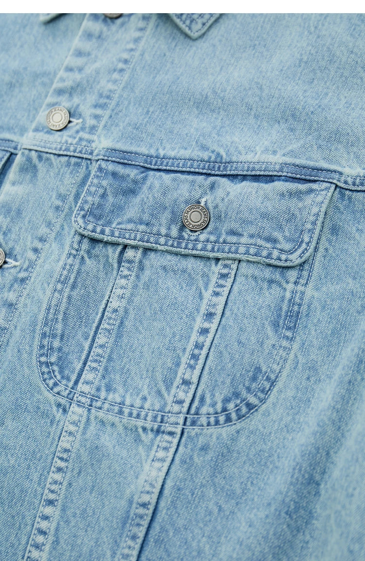 AMII Minimalism Streetwear Women Denim Coat 2023 Autumn Short Top New Loose Turn-down Collar Retro Female Clothing 12323079