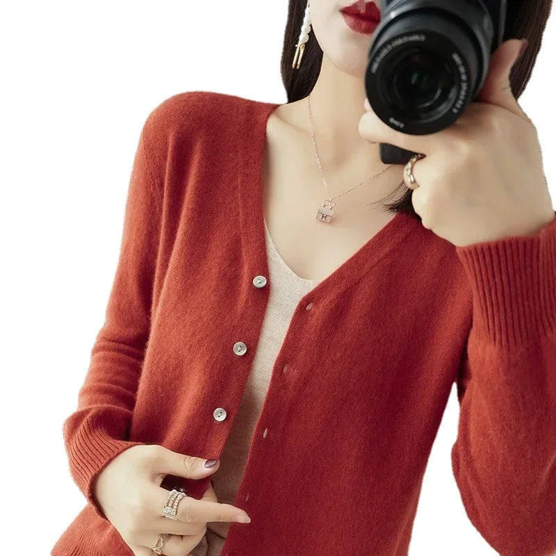 Women Cardigans 2025 Autumn Winter Single Breasted Knitwears Long Sleeve Warm Knit Cardigan Korean Fashion Spring casual Sweater