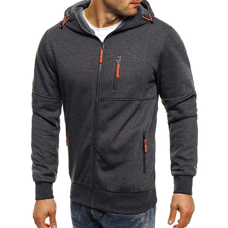 Men's Jackets, Hooded, Casual Zipper Sweatshirt.