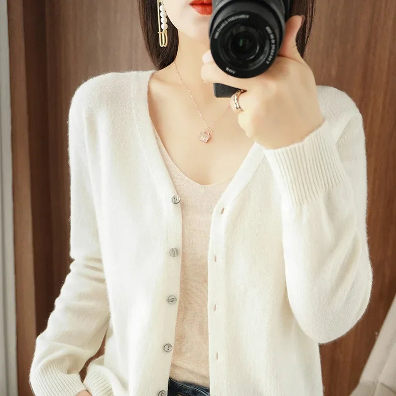 Women Cardigans 2025 Autumn Winter Single Breasted Knitwears Long Sleeve Warm Knit Cardigan Korean Fashion Spring casual Sweater