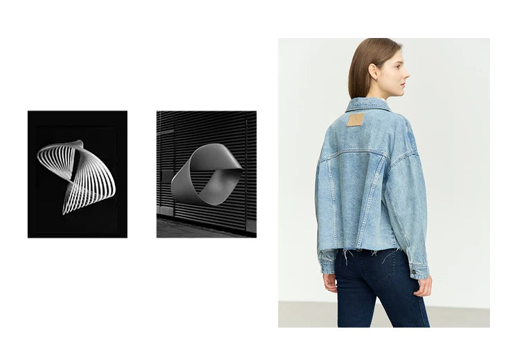 AMII Minimalism Streetwear Women Denim Coat 2023 Autumn Short Top New Loose Turn-down Collar Retro Female Clothing 12323079