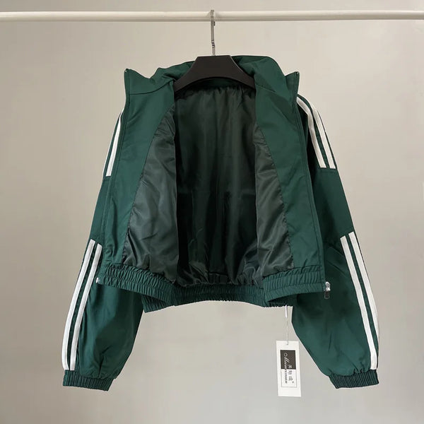 YOZOU 2023 Green Blue Black Red Cargo Short Jackets Women Sports Windbreaker Bomber Baseball Coat With Pockets Outerwear
