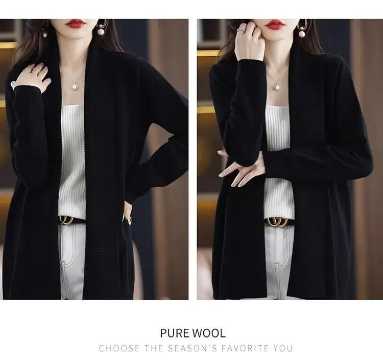 Temperament versatile cardigan women solid color knitted top loose sweater