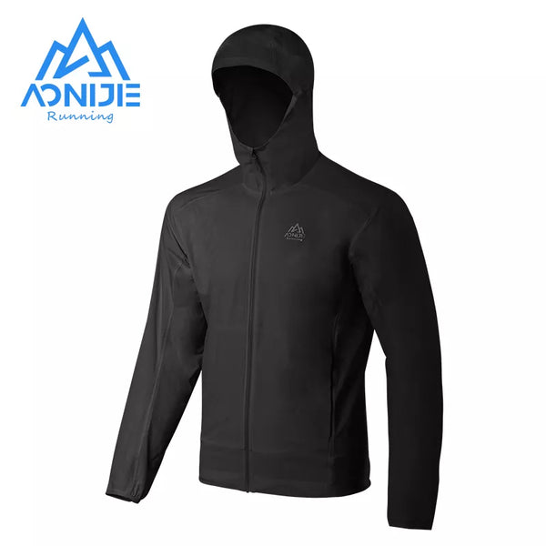 AONIJIE FM5131 Man Fale Waterproof Sports Thin Hooded Jacket Windbreak Short Coat With Pocket For Running Gym Hiking