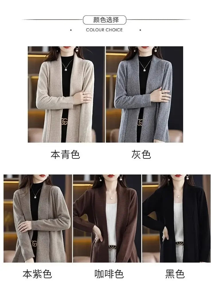 Temperament versatile cardigan women solid color knitted top loose sweater