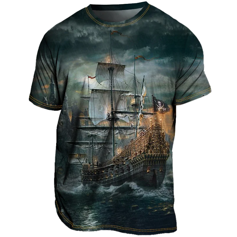 Summer Men's Large T-shirt 3d Printing Sail Design T Shirt Funny Casual Trend Short Sleeve Boy Street New Hip-hop Pullover 6xl
