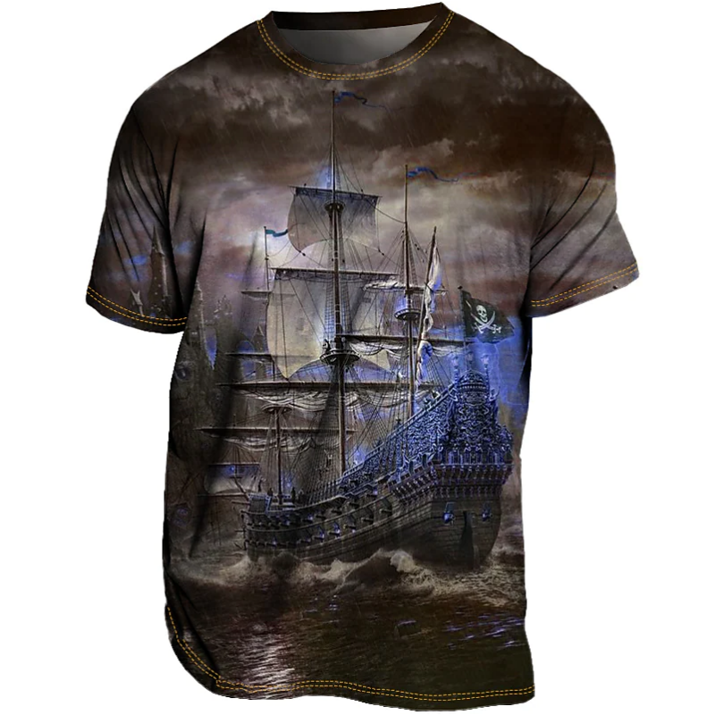 Summer Men's Large T-shirt 3d Printing Sail Design T Shirt Funny Casual Trend Short Sleeve Boy Street New Hip-hop Pullover 6xl