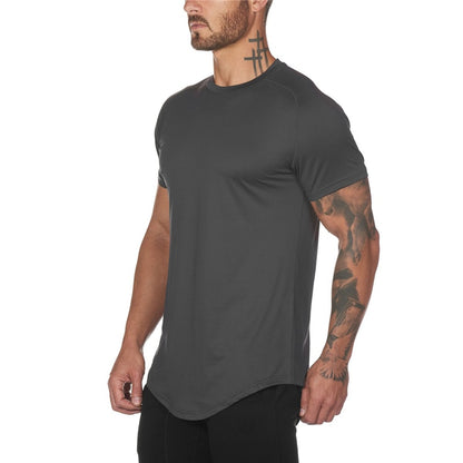 Mesh T-Shirt Clothing Tight Gym Mens Summer New Brand Tops Tees Homme Solid Quick Dry Bodybuilding Fitness Tshirt