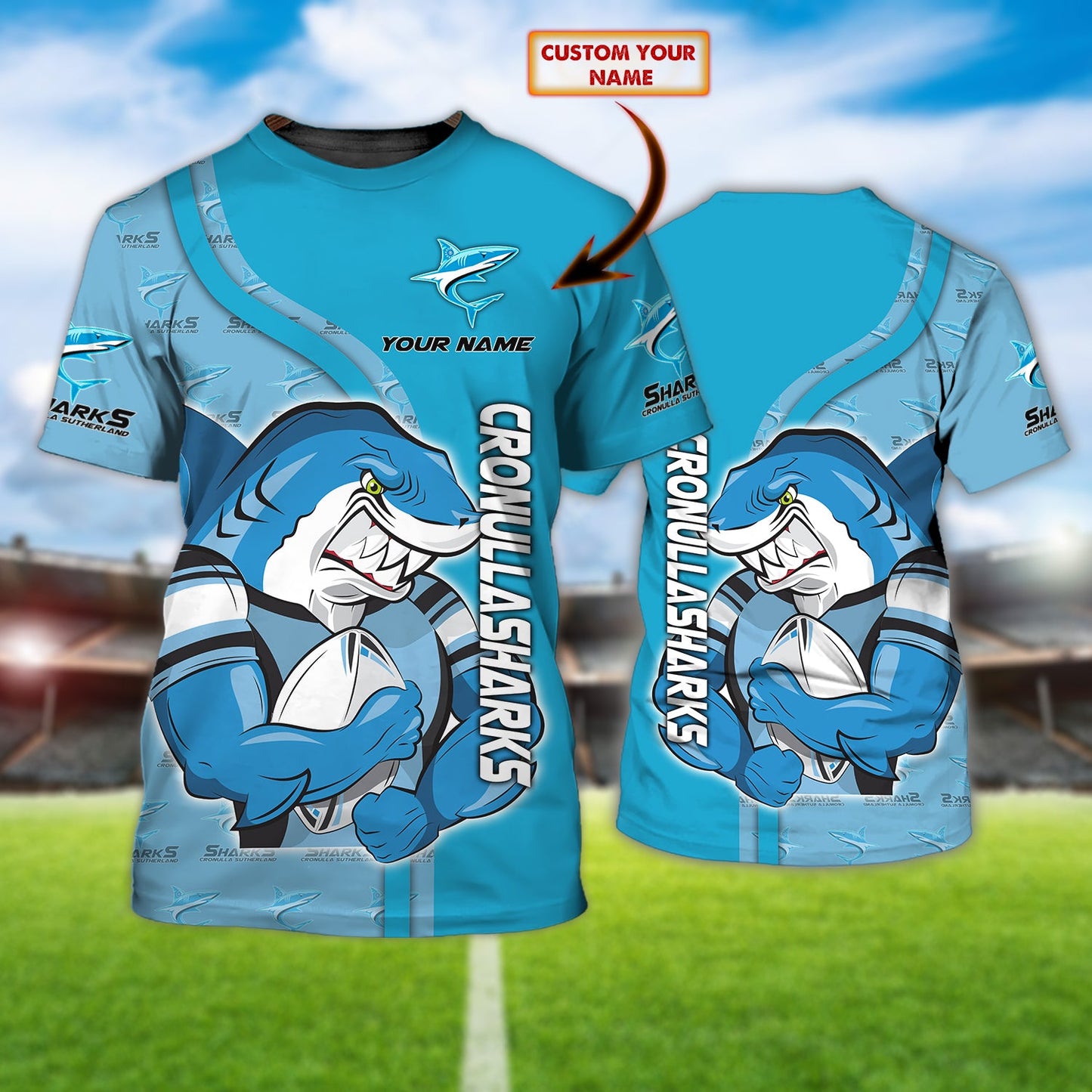 2023 Supporters Men's Cronulla-Sharks Rugby T-shirt.