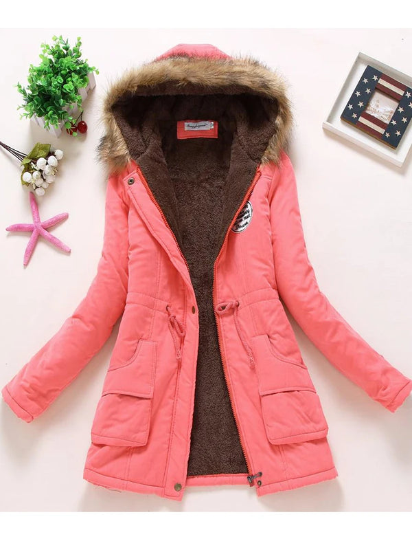 Women's cotton wadded hooded jacket medium-long casual parka. Sizes XXXL quilt snow outwear