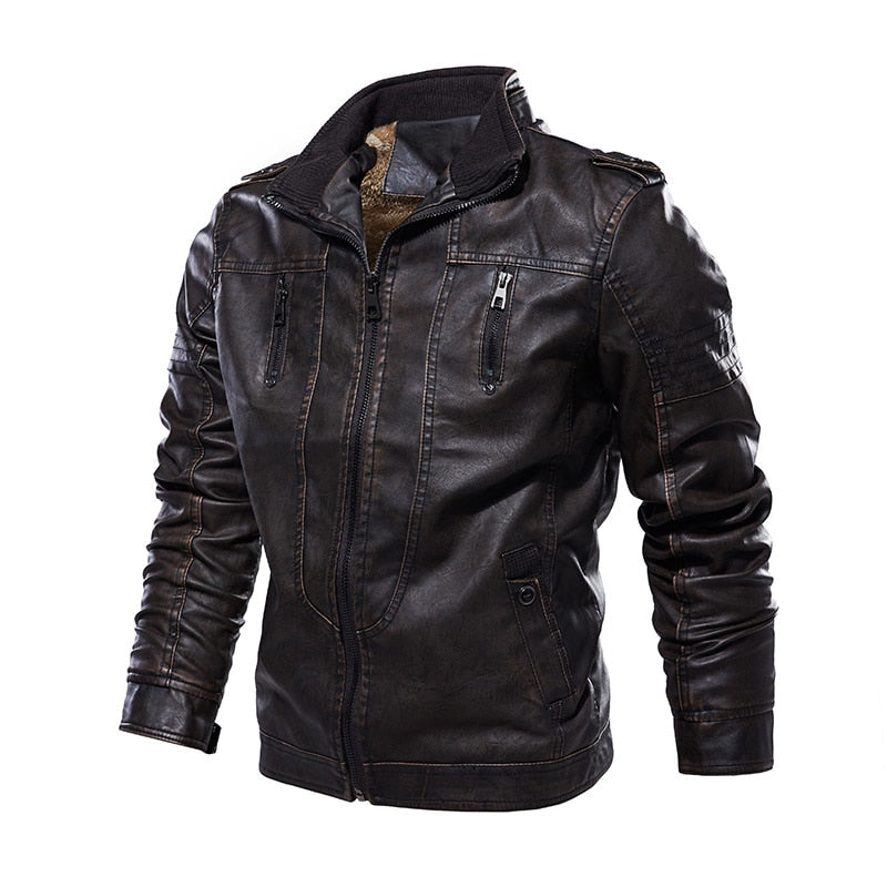 Men's New Casual Leather jacket. European Windbreaker. Genuine Leather Biker Jacket.