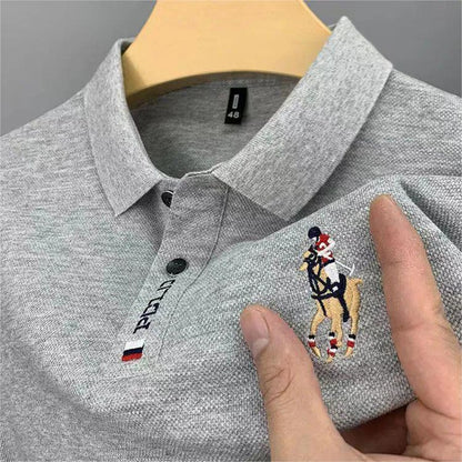 High quality men's pure cotton, embroidered POLO shirt.