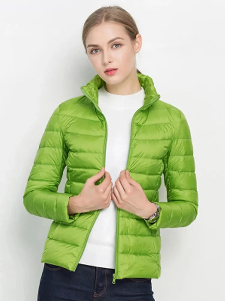 Women's Winter Coat 2023 New Ultra Light White Duck Down slim fit jacket.