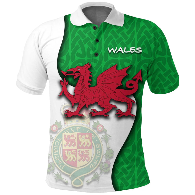 Wales Flag & Coat of Arms Customized Polo Shirt Summer Unisex Casual Streetwear Men's Fashion Loose Jersey Plus Size Sportswear