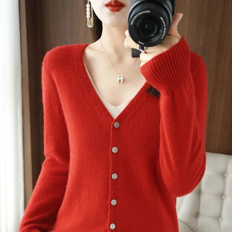 Women Cardigans 2025 Autumn Winter Single Breasted Knitwears Long Sleeve Warm Knit Cardigan Korean Fashion Spring casual Sweater