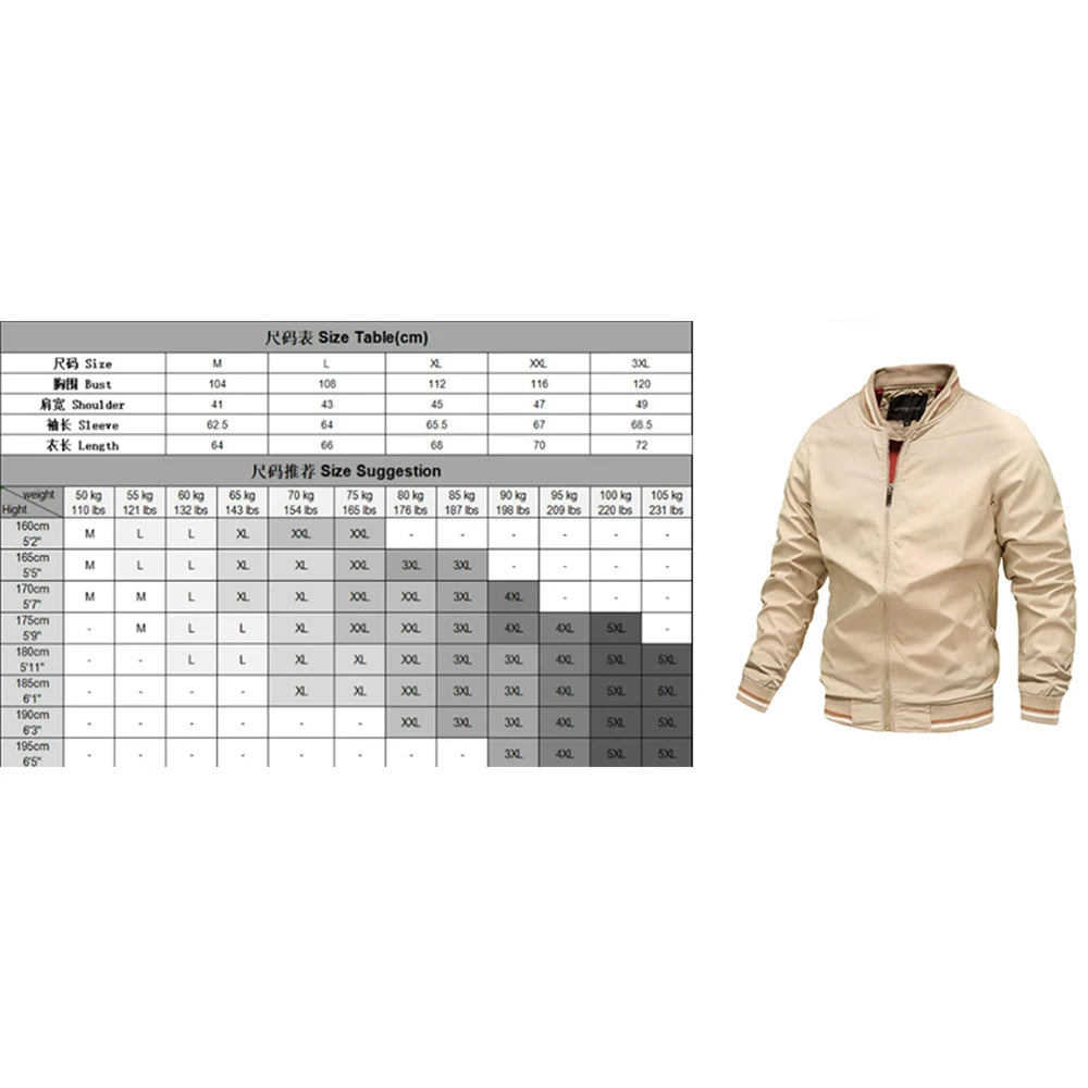Spring Autumn Bomber Jacket Men Casual Windbreaker Jacket Coat Men High Quality Outwear Zipper Stand Collar Military Jacket Mens